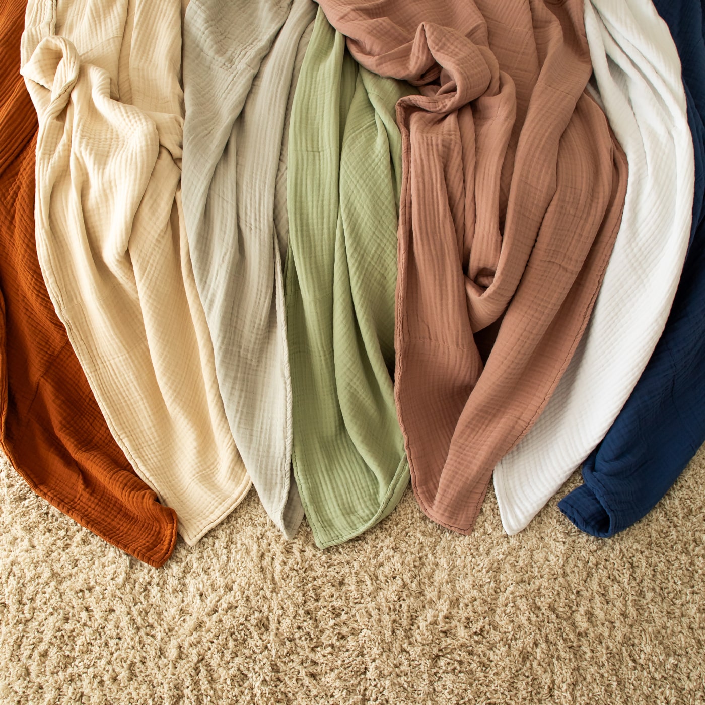 Natural muslin cotton bedding detail