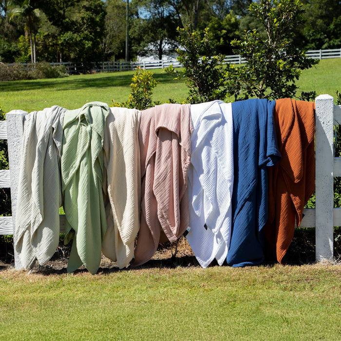 Natural muslin cotton bedding detail