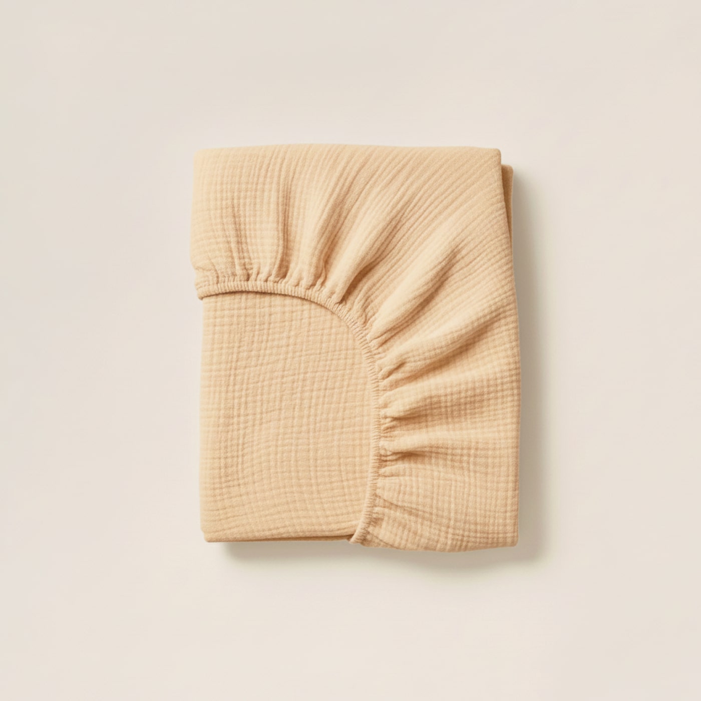 Muslin fitted sheet in Beige