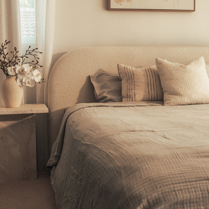 The Complete Bed muslin bedding set in Light Grey