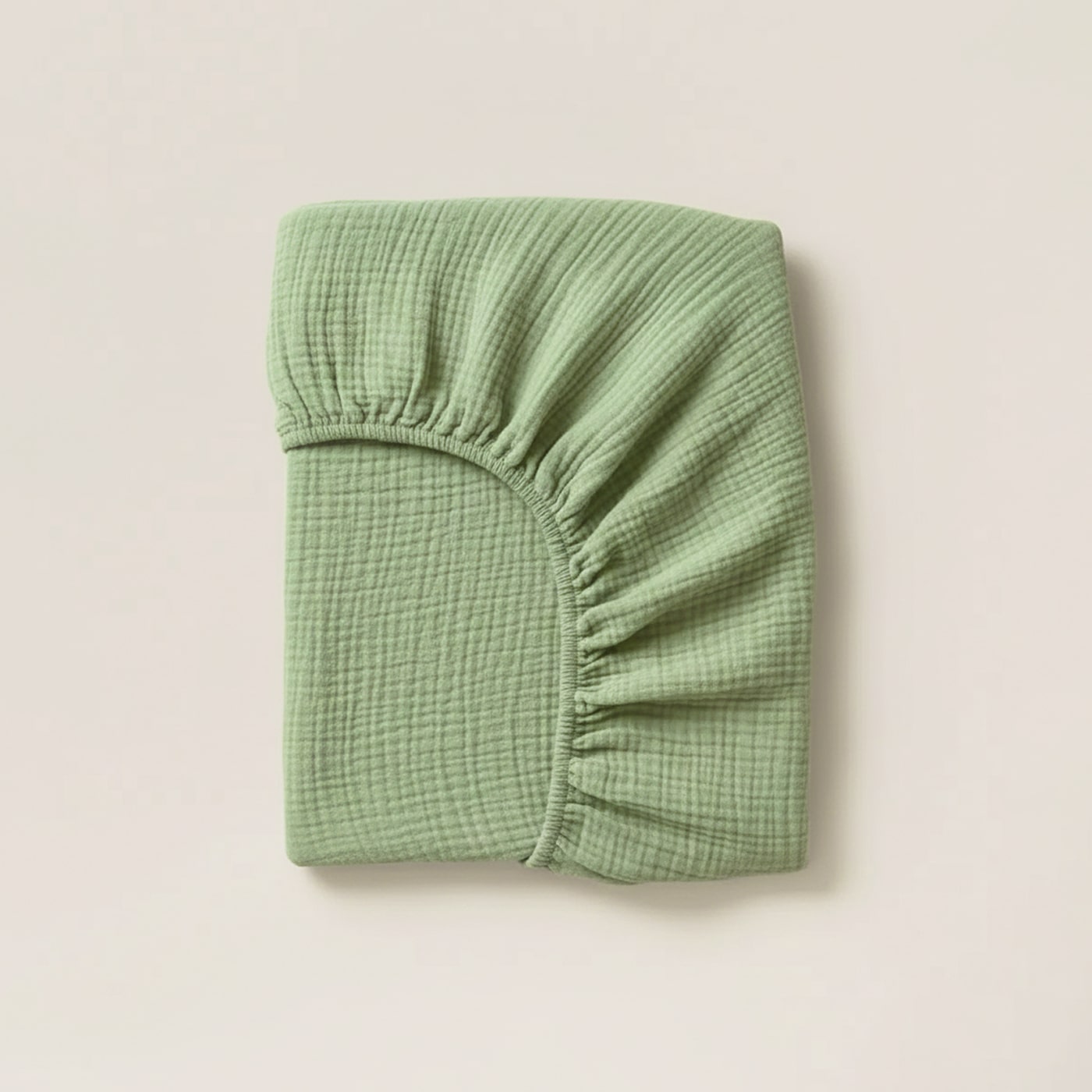 Muslin fitted sheet in Sage Green