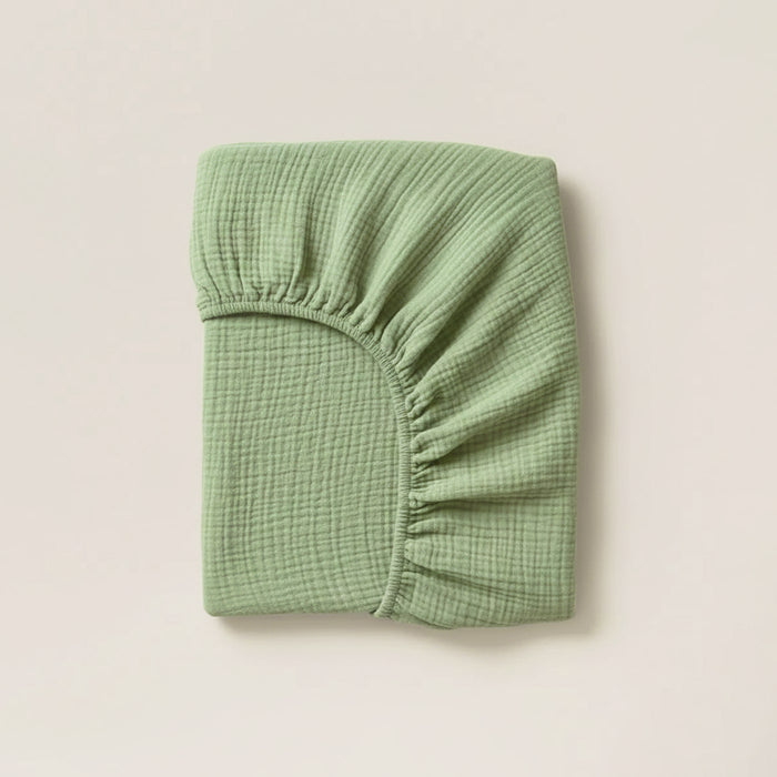 Muslin fitted sheet in Sage Green